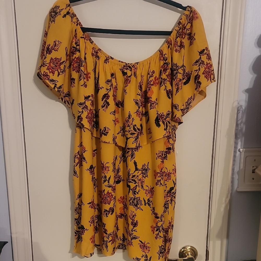 Torrid Yellow Floral Off-Shoulder Blouse